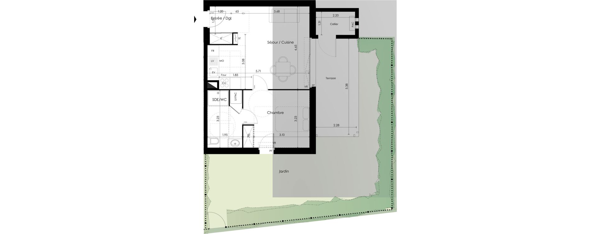 Appartement T2 de 43,90 m2 &agrave; Carcans Centre