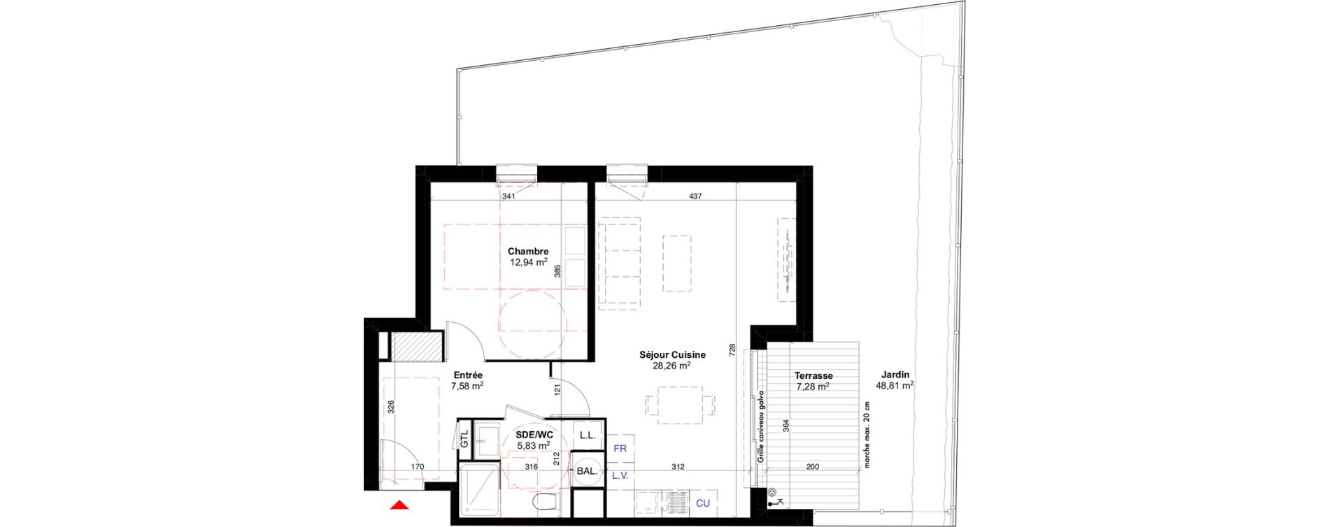 Appartement T2 de 54,61 m2 &agrave; Carcans Centre