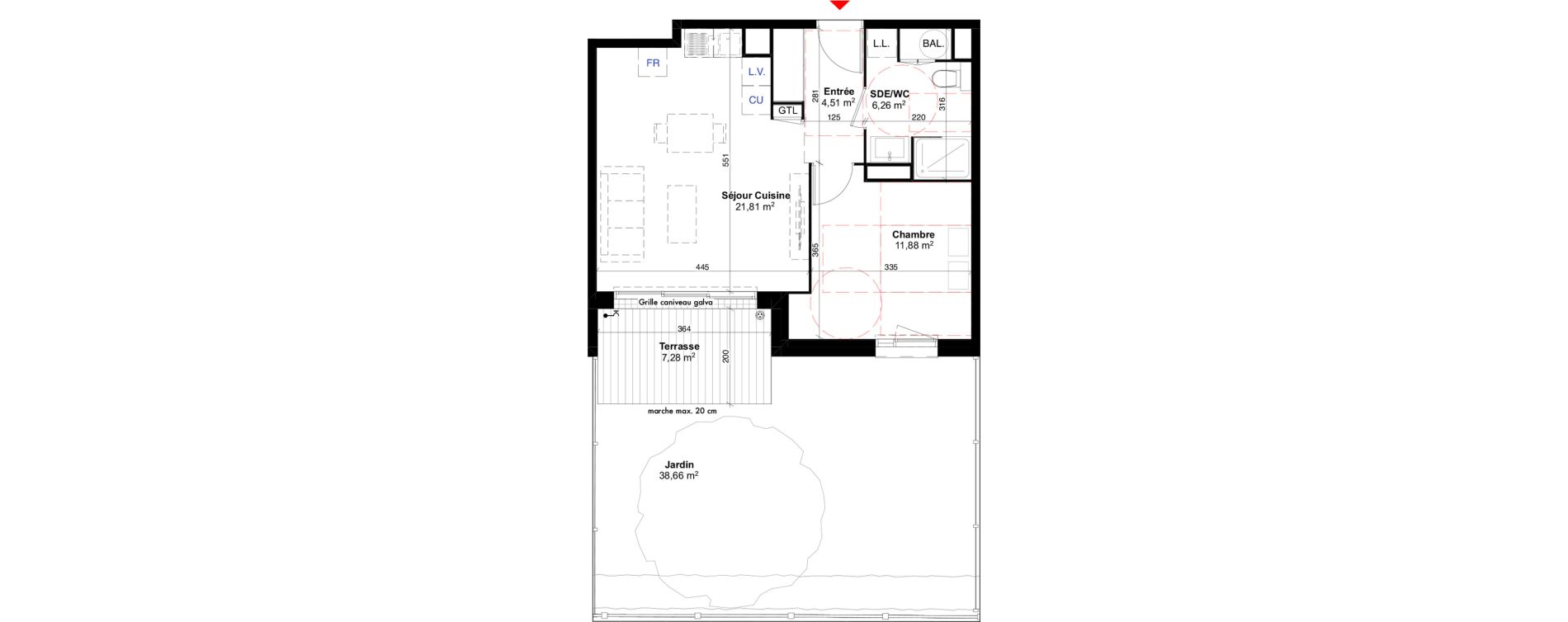 Appartement T2 de 44,46 m2 &agrave; Carcans Centre