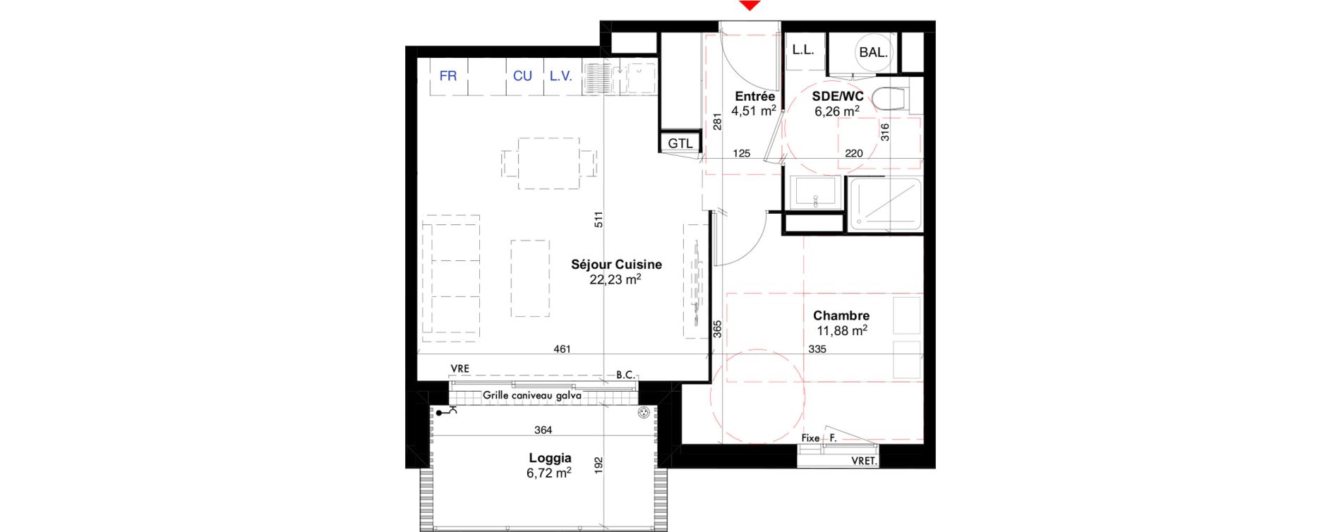 Appartement T2 de 44,88 m2 &agrave; Carcans Centre