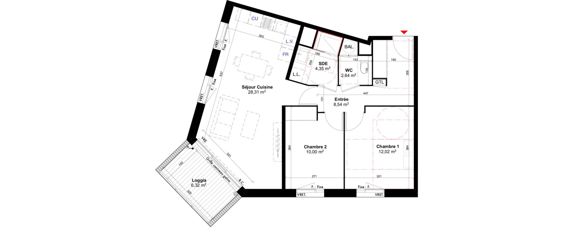 Appartement T3 de 65,86 m2 &agrave; Carcans Centre