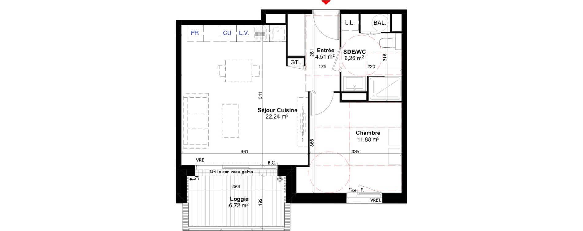 Appartement T2 de 44,89 m2 &agrave; Carcans Centre