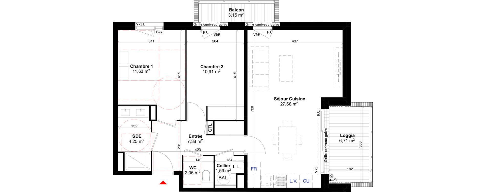 Appartement T3 de 65,50 m2 &agrave; Carcans Centre