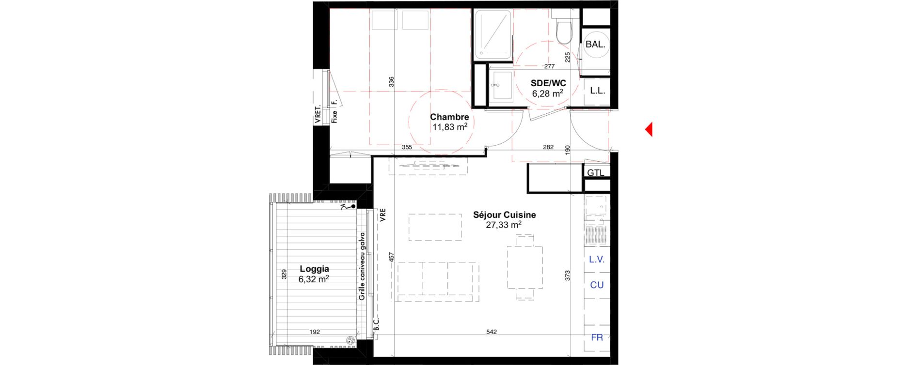 Appartement T2 de 45,44 m2 &agrave; Carcans Centre
