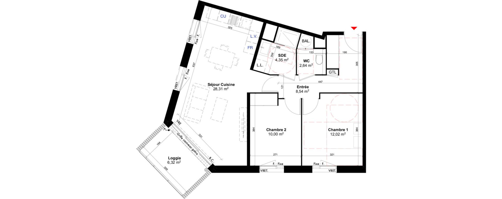 Appartement T3 de 65,86 m2 &agrave; Carcans Centre