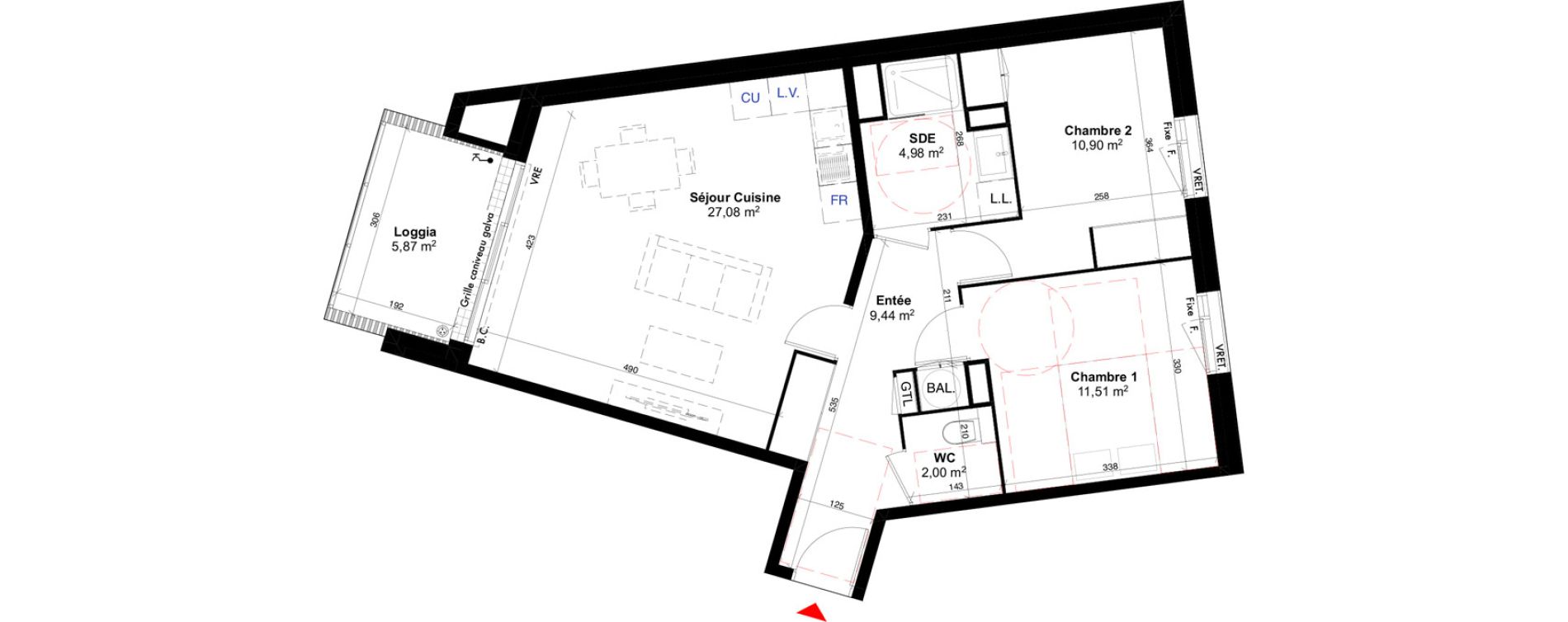 Appartement T3 de 65,91 m2 &agrave; Carcans Centre