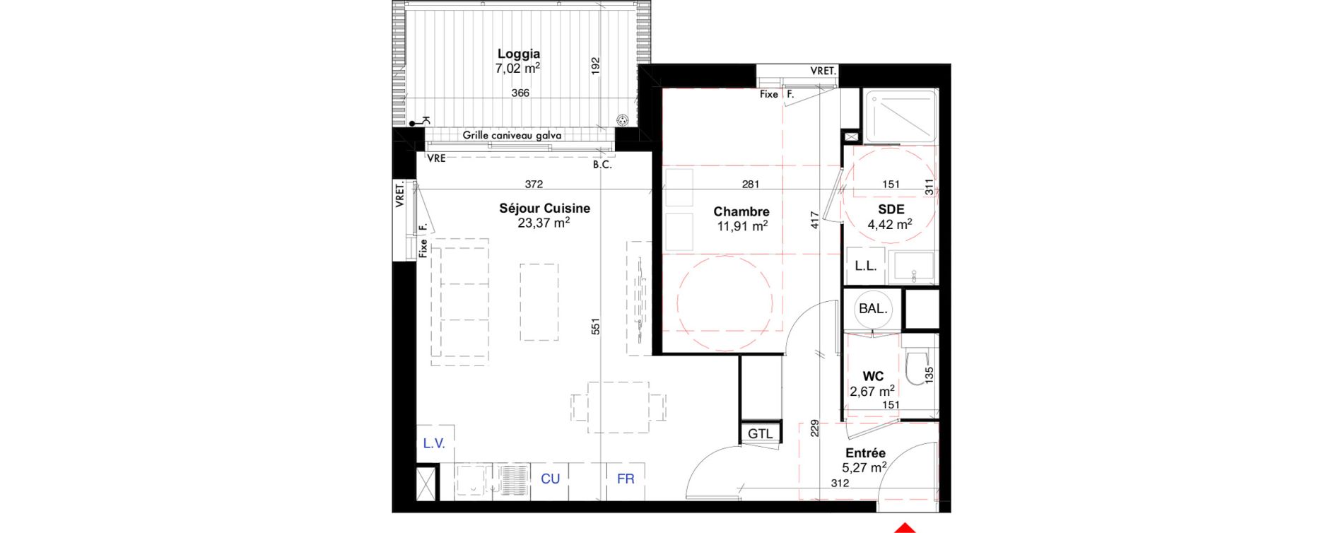 Appartement T2 de 47,64 m2 &agrave; Carcans Centre