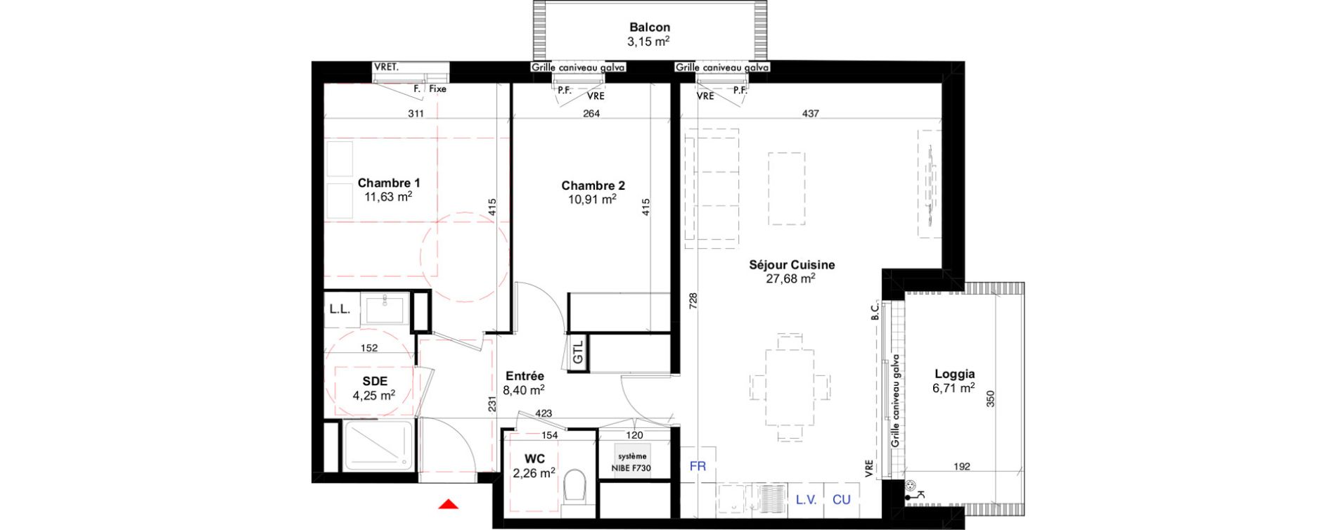 Appartement T3 de 65,13 m2 &agrave; Carcans Centre
