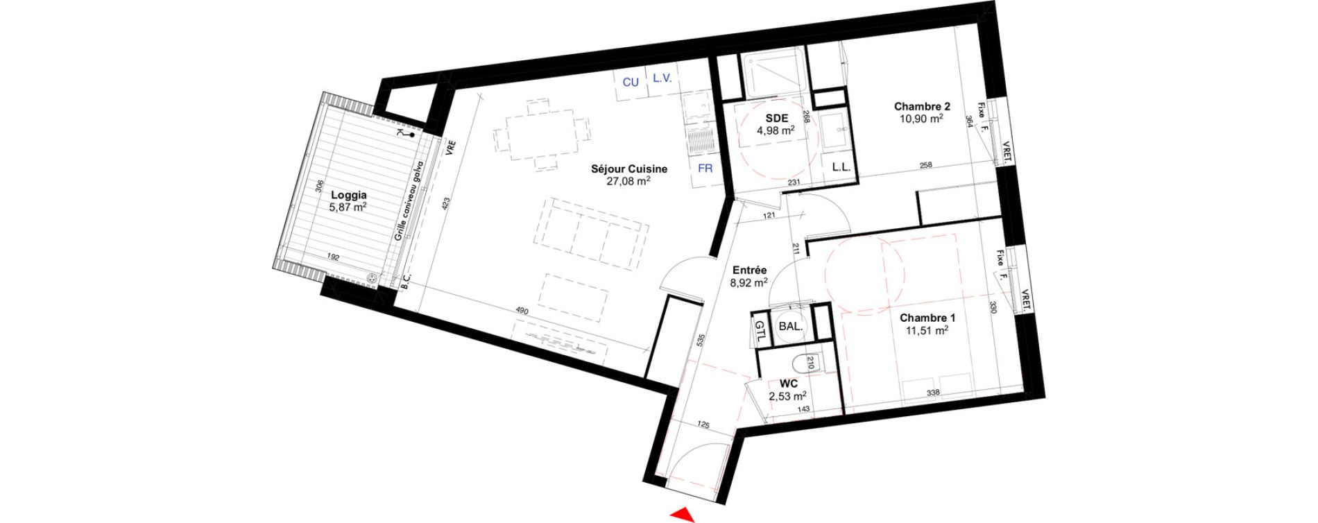 Appartement T3 de 65,92 m2 &agrave; Carcans Centre