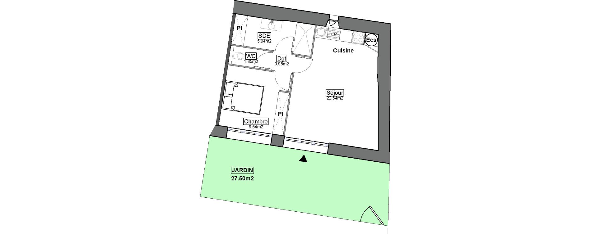 Appartement T2 de 40,82 m2 &agrave; Carignan-De-Bordeaux Centre