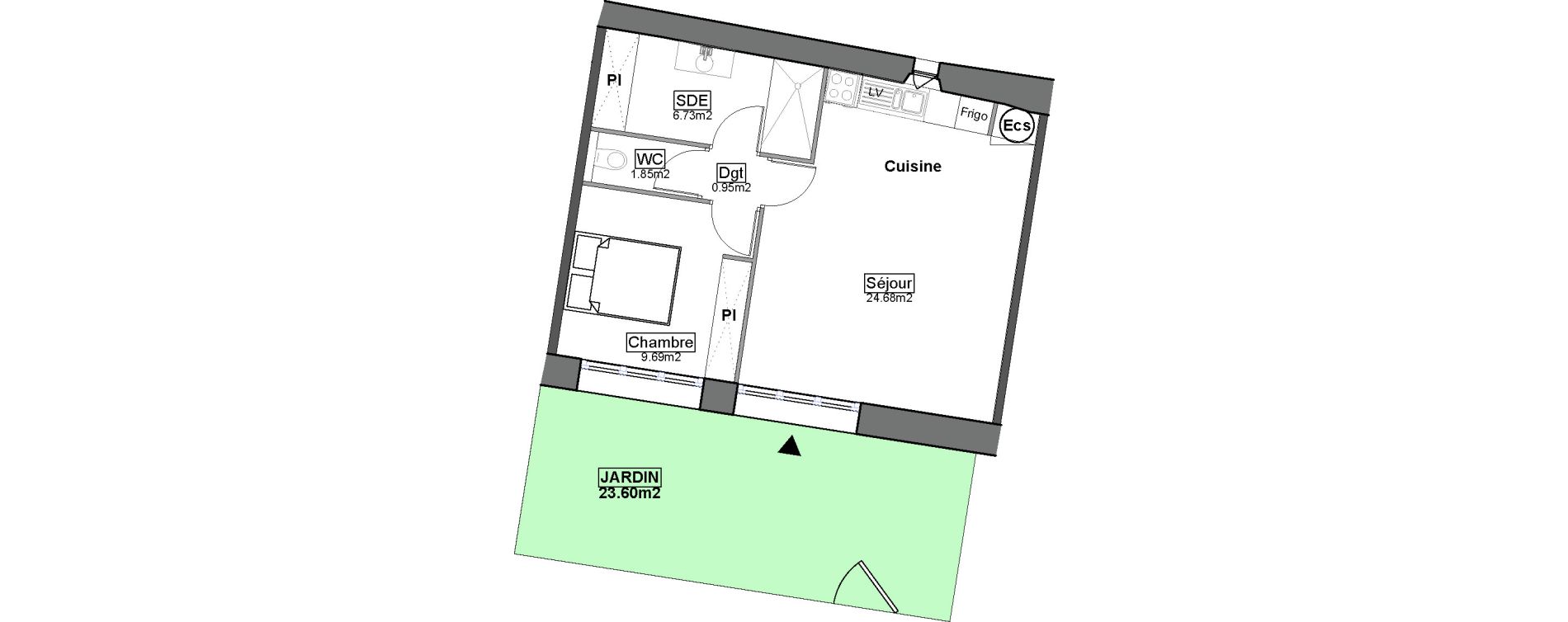 Appartement T2 de 43,90 m2 &agrave; Carignan-De-Bordeaux Centre