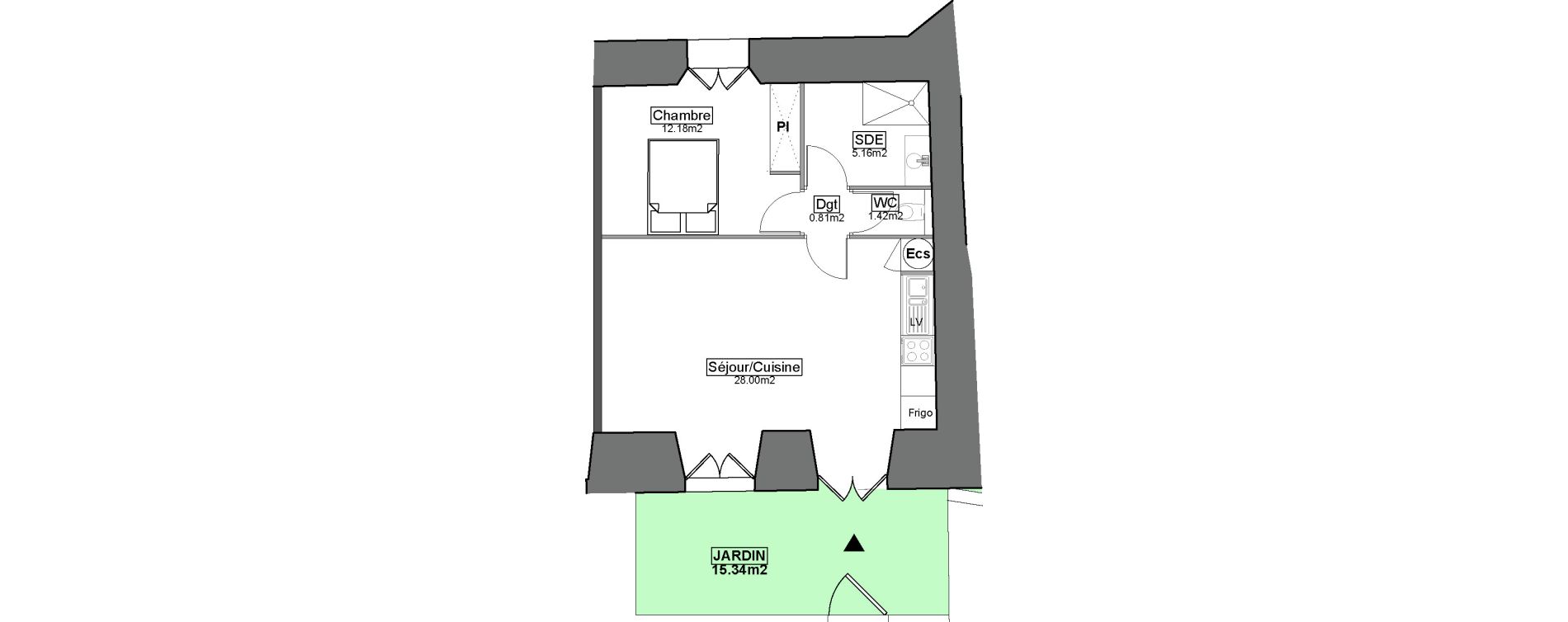 Appartement T2 de 47,57 m2 &agrave; Carignan-De-Bordeaux Centre