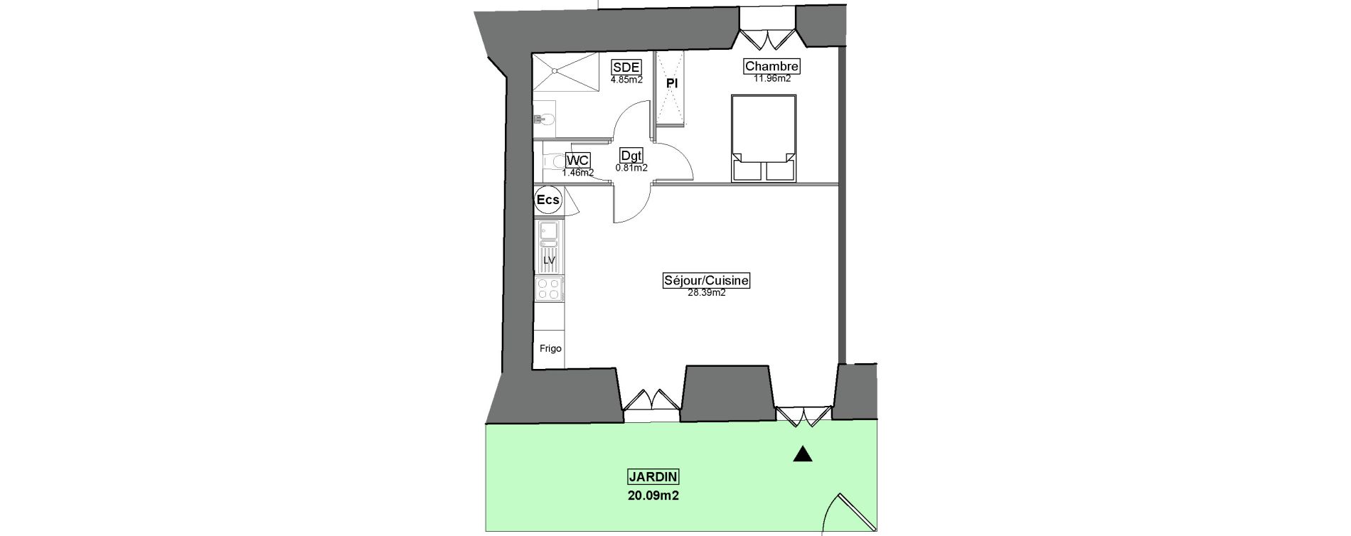Appartement T2 de 47,47 m2 &agrave; Carignan-De-Bordeaux Centre