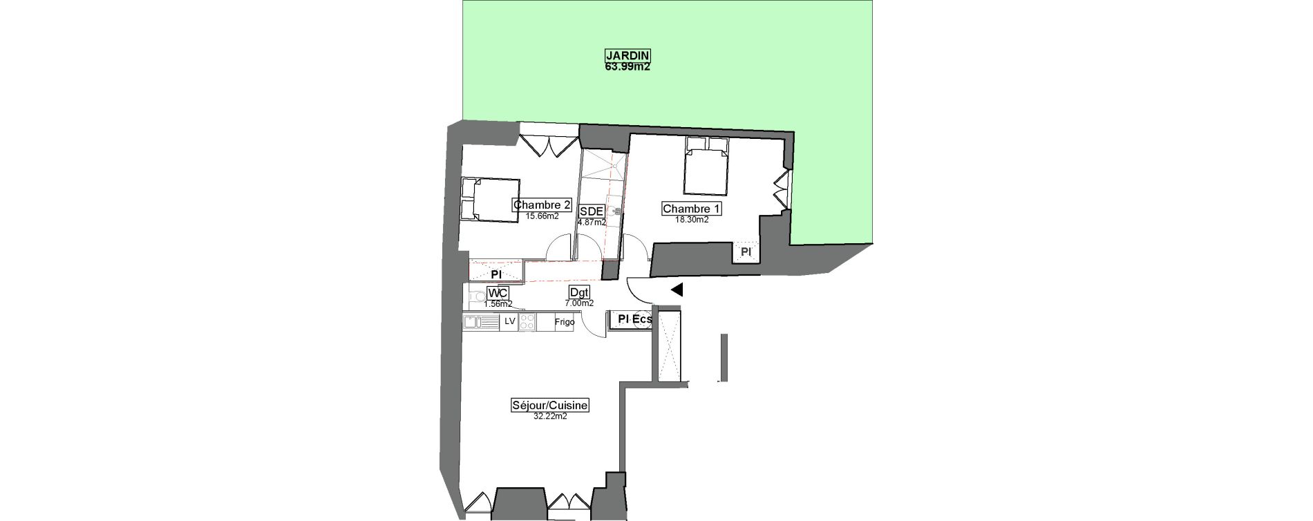 Appartement T3 de 79,61 m2 &agrave; Carignan-De-Bordeaux Centre
