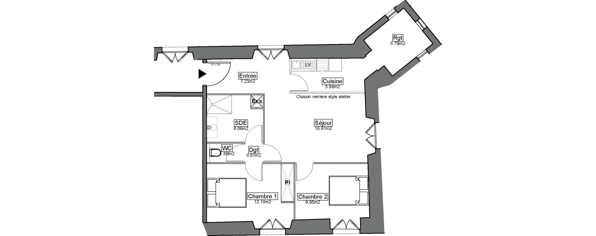 Appartement T3 de 66,10 m2 &agrave; Carignan-De-Bordeaux Centre