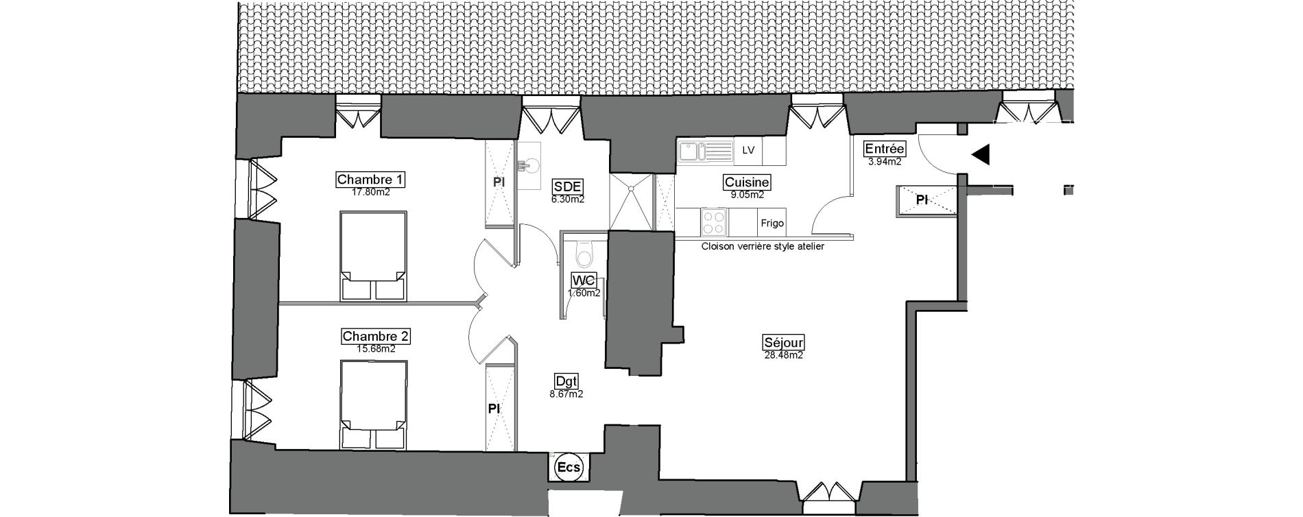 Appartement T3 de 91,52 m2 &agrave; Carignan-De-Bordeaux Centre