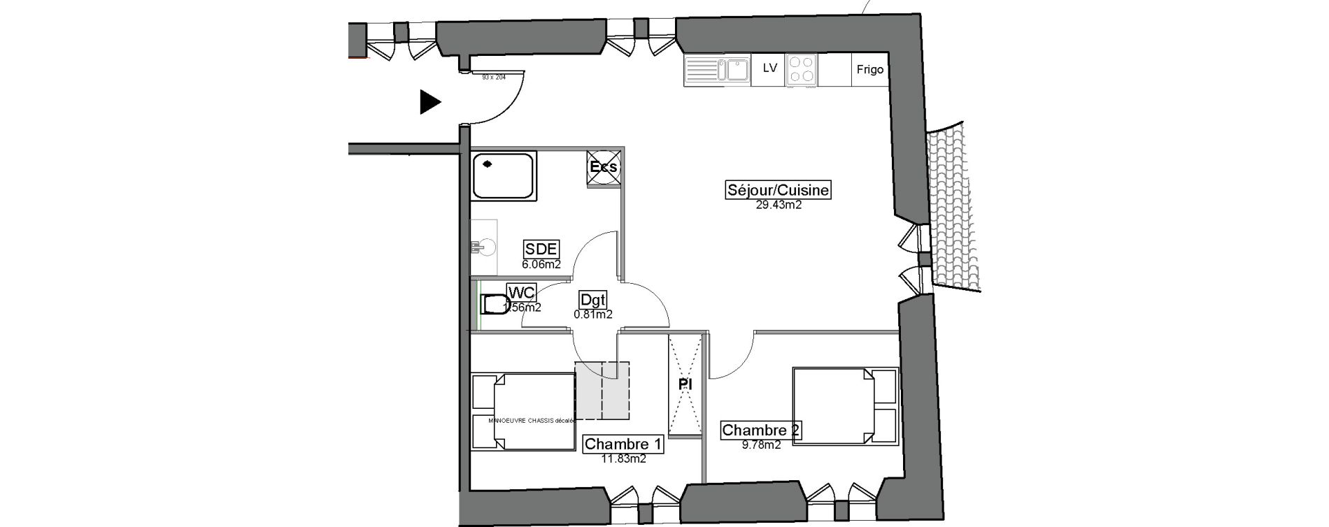 Appartement T3 de 59,47 m2 &agrave; Carignan-De-Bordeaux Centre
