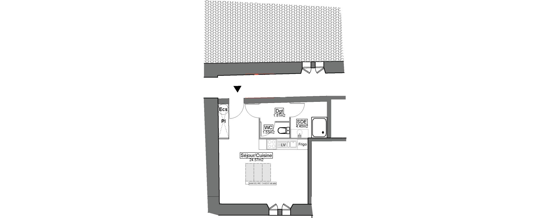Appartement T1 de 32,31 m2 &agrave; Carignan-De-Bordeaux Centre