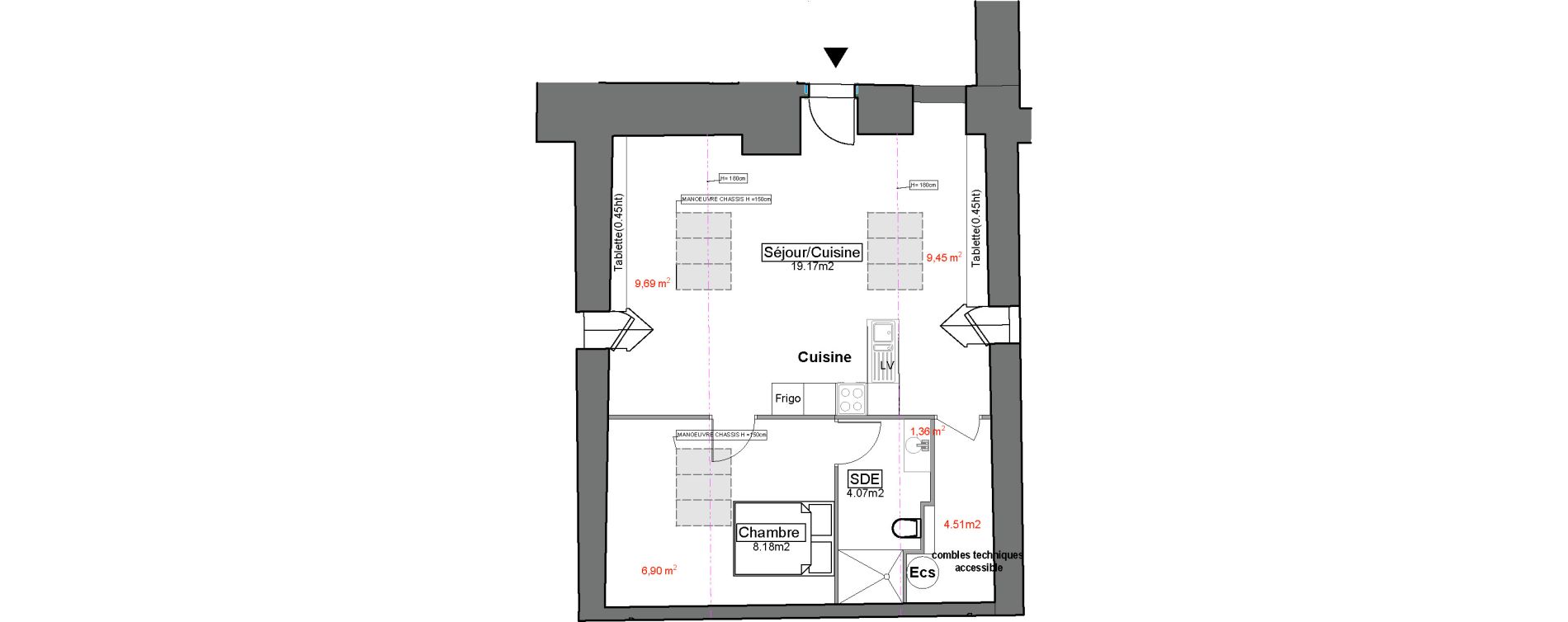 Appartement T2 de 31,42 m2 &agrave; Carignan-De-Bordeaux Centre