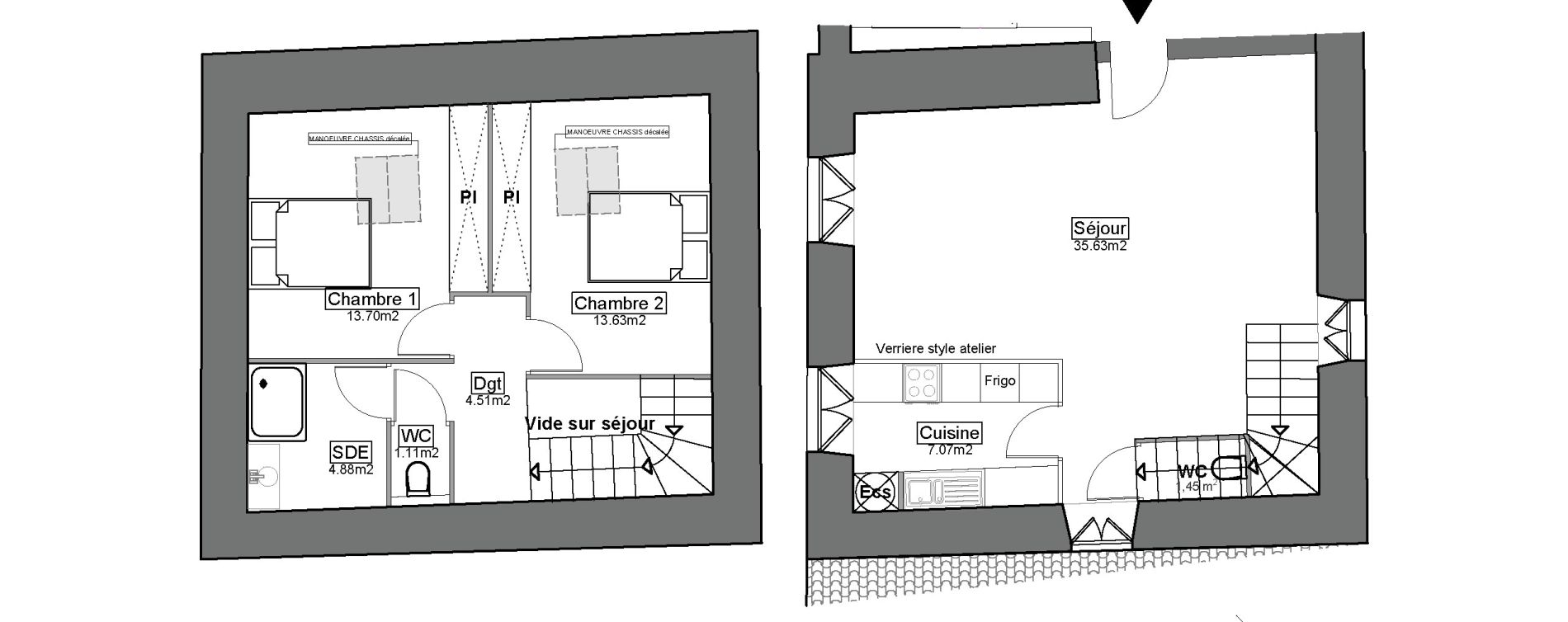 Duplex T3 de 81,98 m2 &agrave; Carignan-De-Bordeaux Centre