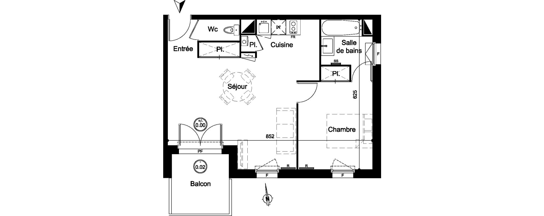Appartement T2 de 48,75 m2 &agrave; Carignan-De-Bordeaux Centre