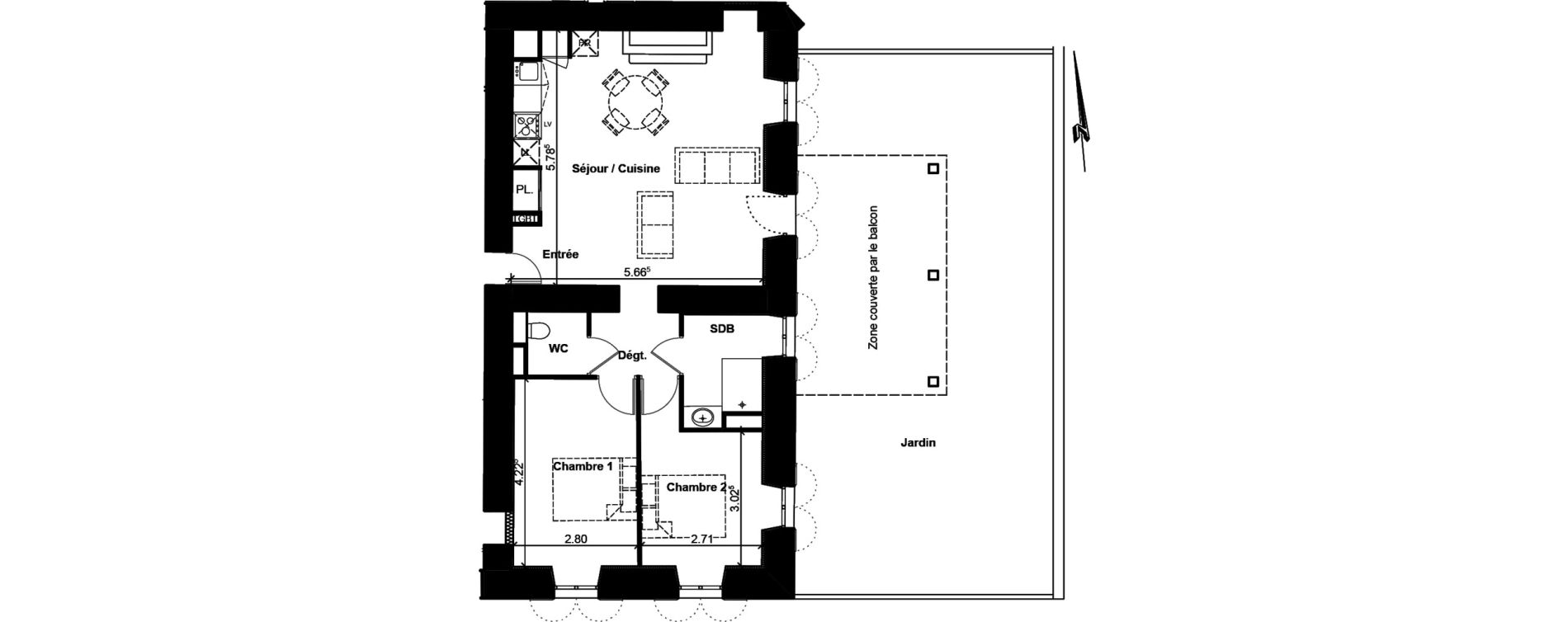 Appartement T3 de 64,65 m2 &agrave; Cavignac Centre