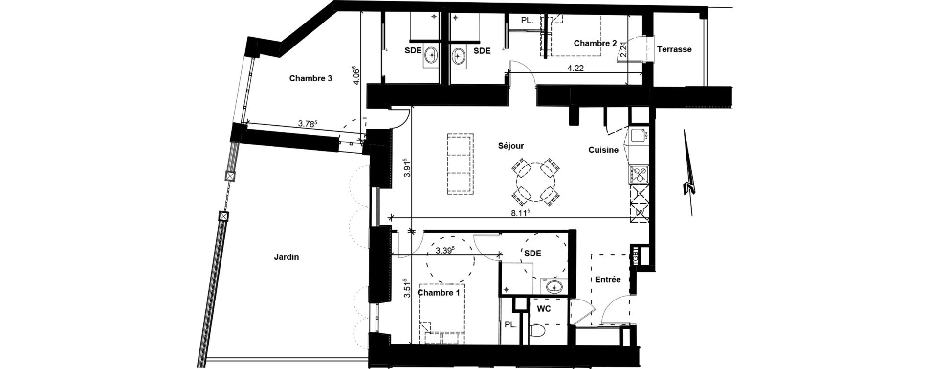 Appartement T4 de 87,63 m2 &agrave; Cavignac Centre