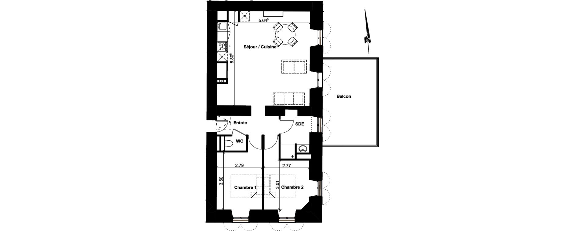 Appartement T3 de 65,84 m2 &agrave; Cavignac Centre