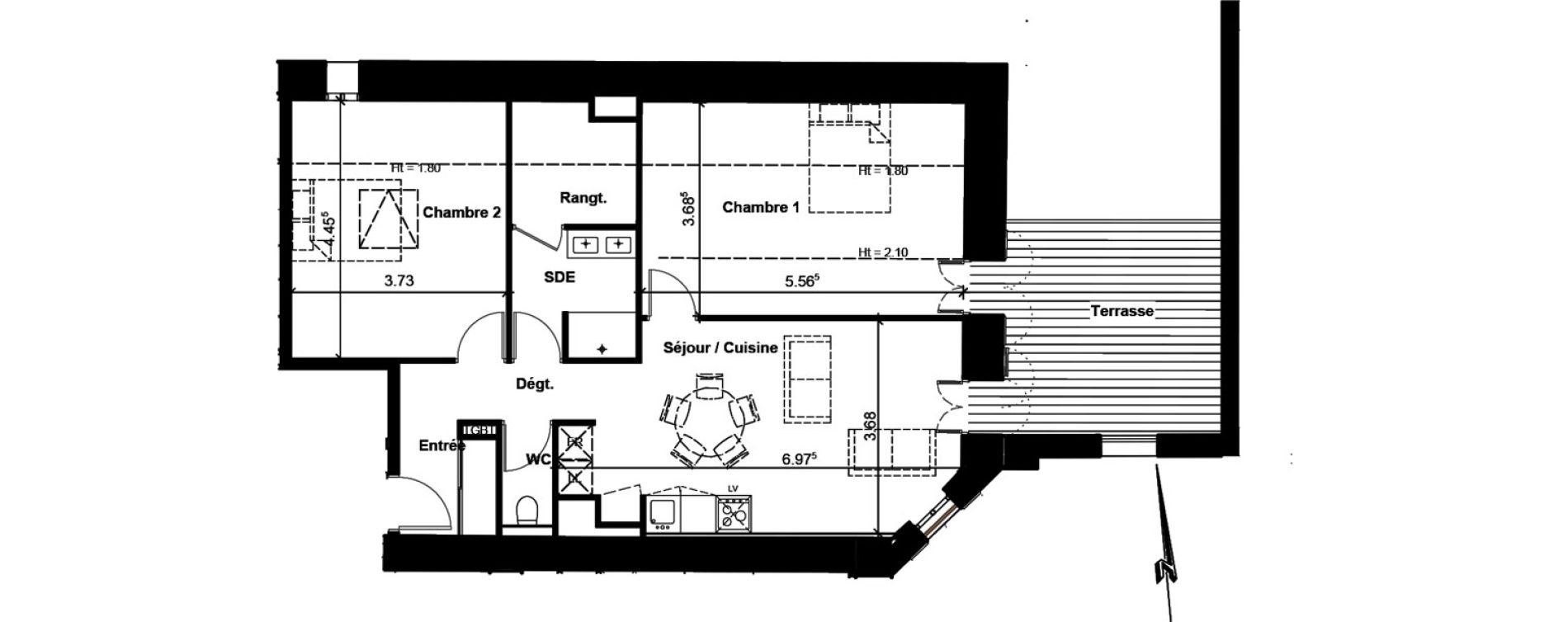 Appartement T3 de 62,59 m2 &agrave; Cavignac Centre