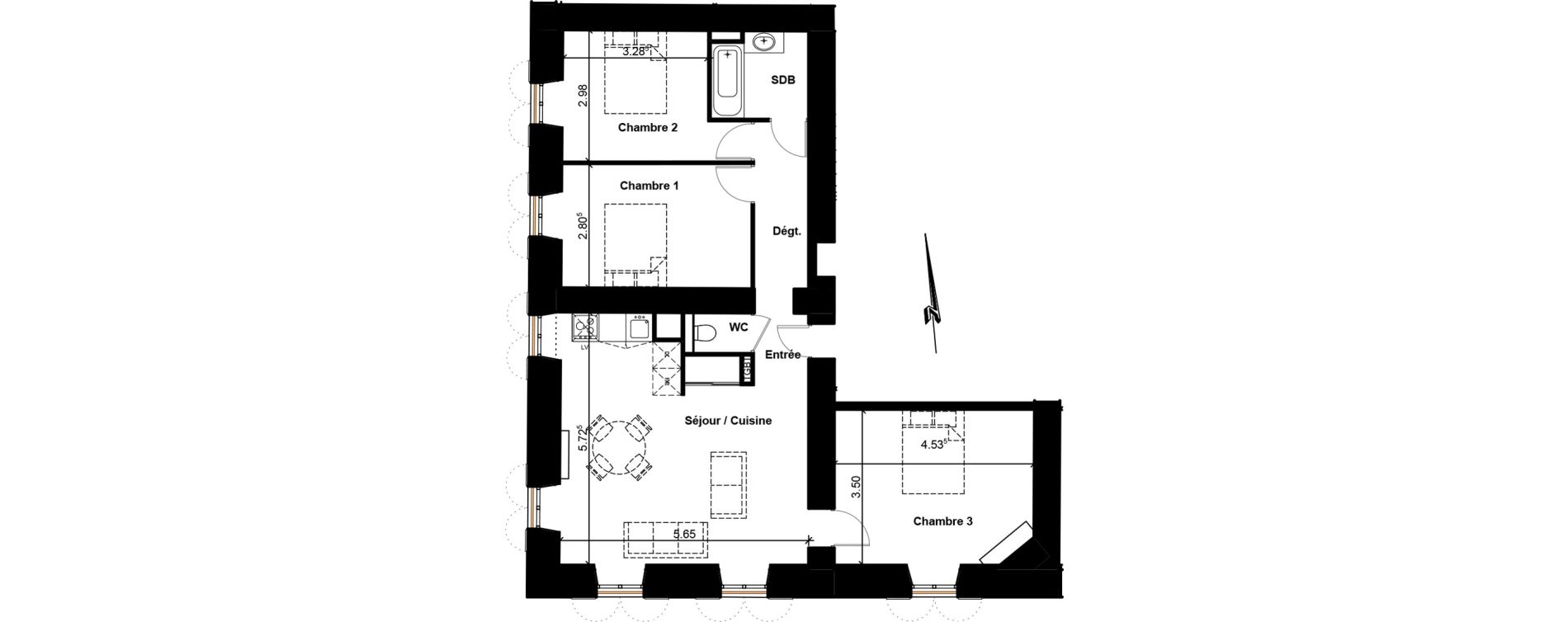 Appartement T4 de 81,43 m2 &agrave; Cavignac Centre