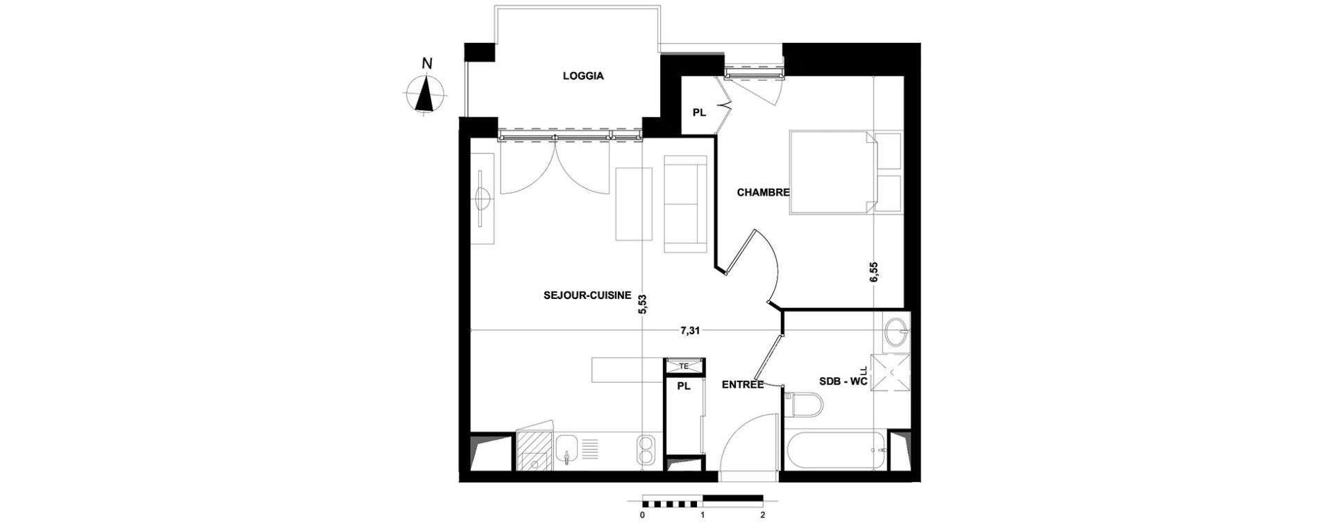 Appartement T2 de 41,95 m2 &agrave; Cenon Bas cenon - cours victor hugo - gambetta