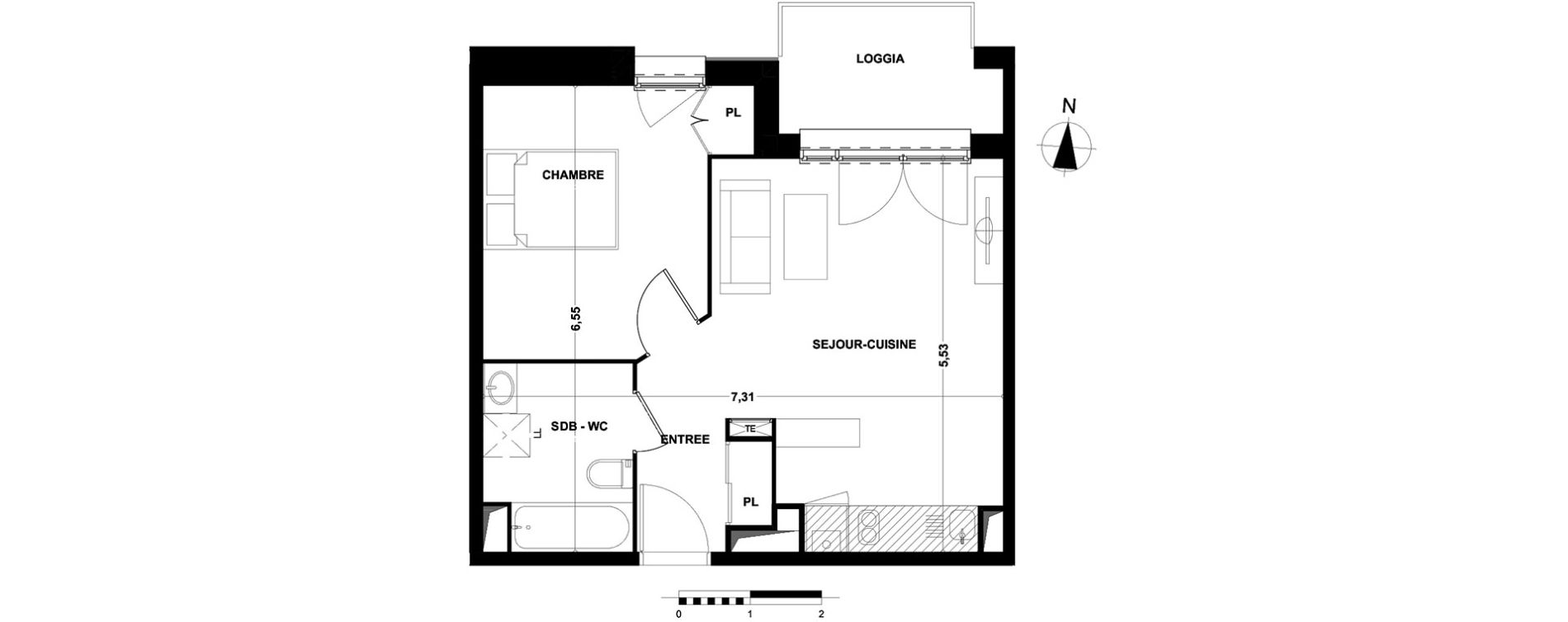 Appartement T2 de 42,50 m2 &agrave; Cenon Bas cenon - cours victor hugo - gambetta