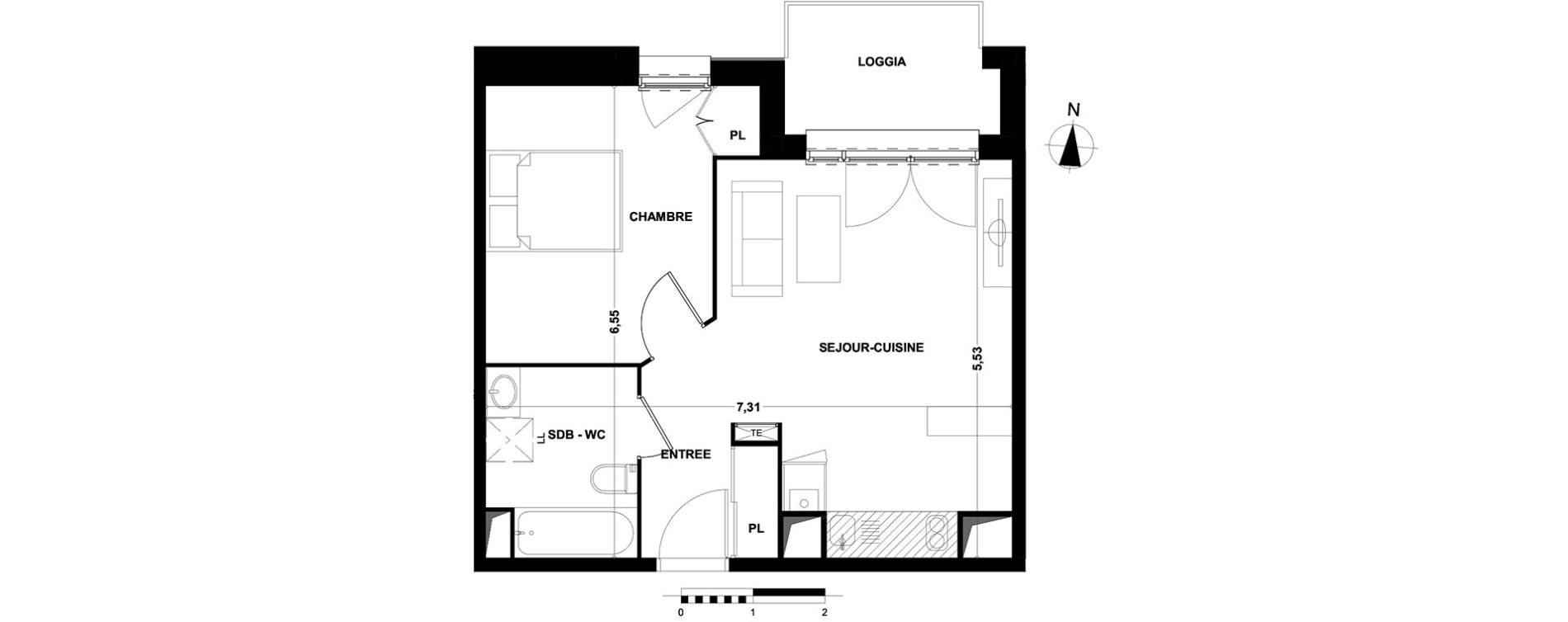 Appartement T2 de 42,28 m2 &agrave; Cenon Bas cenon - cours victor hugo - gambetta