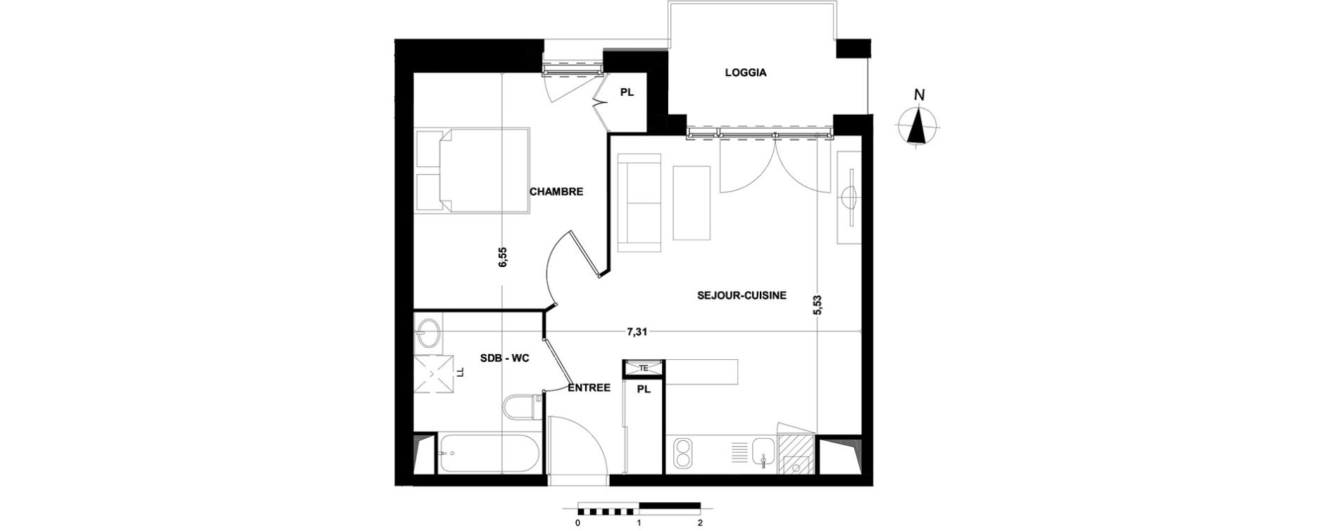 Appartement T2 de 42,68 m2 &agrave; Cenon Bas cenon - cours victor hugo - gambetta