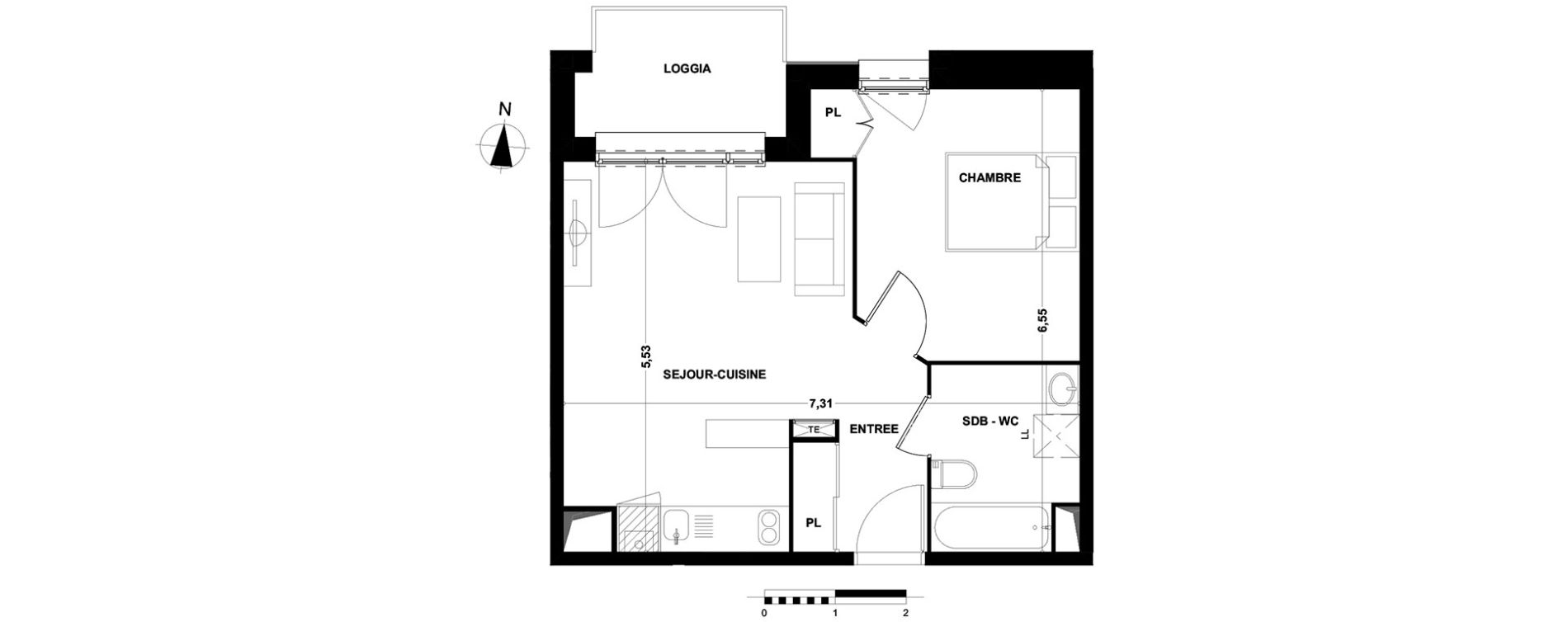 Appartement T2 de 42,70 m2 &agrave; Cenon Bas cenon - cours victor hugo - gambetta