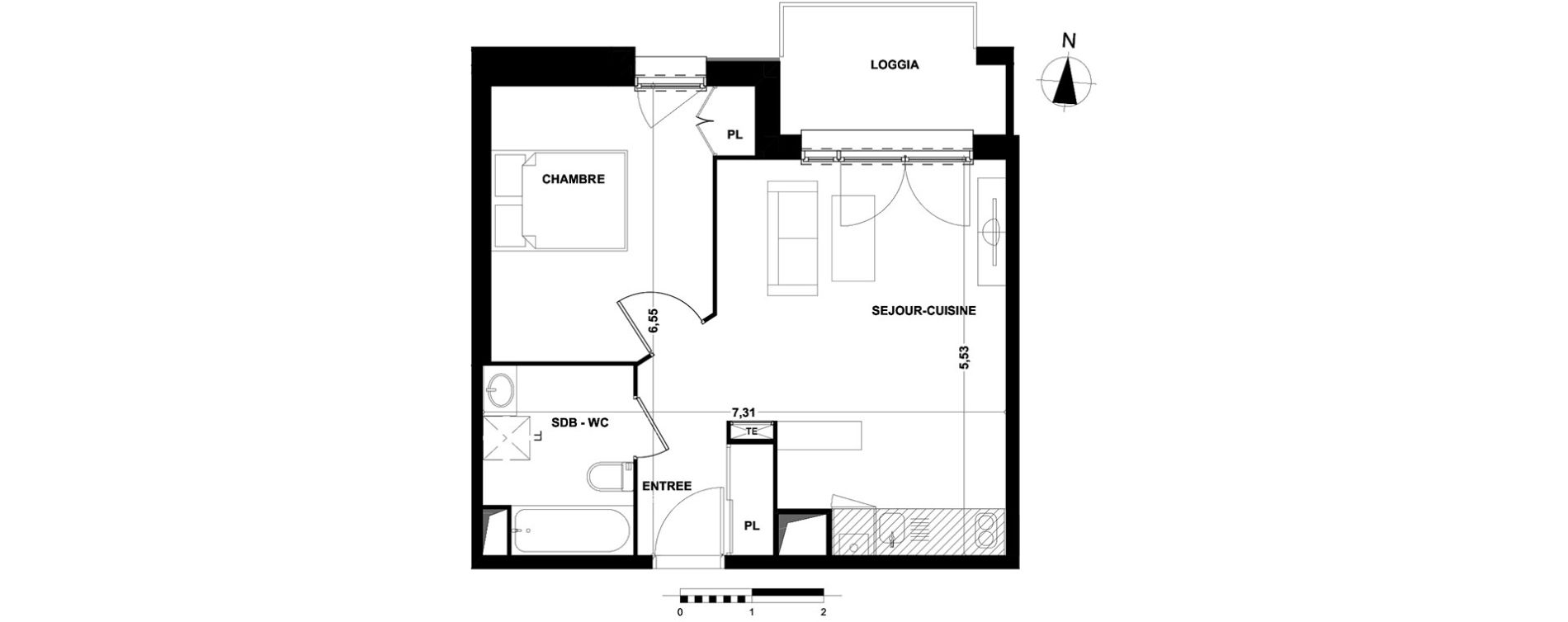 Appartement T2 de 42,22 m2 &agrave; Cenon Bas cenon - cours victor hugo - gambetta