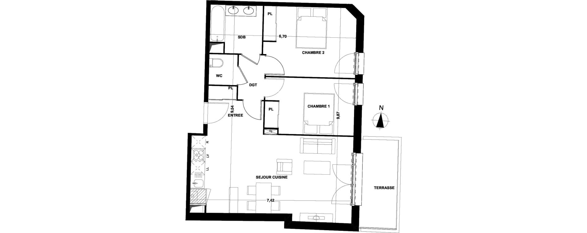 Appartement T3 de 64,93 m2 &agrave; Cenon Bas cenon - cours victor hugo - gambetta