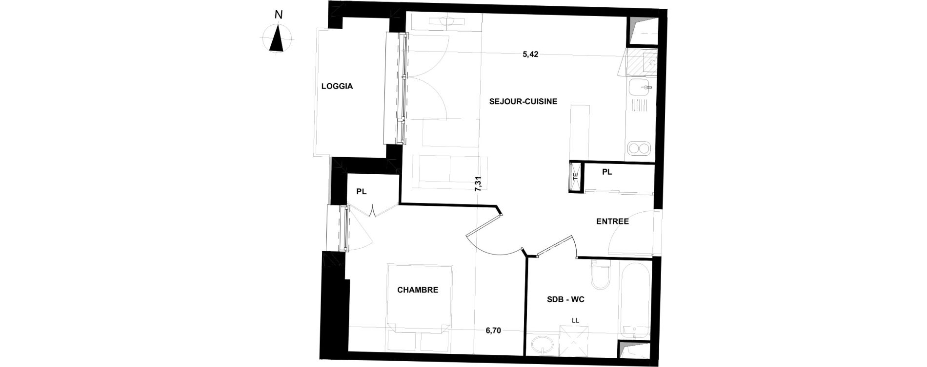 Appartement T2 de 42,26 m2 &agrave; Cenon Bas cenon - cours victor hugo - gambetta