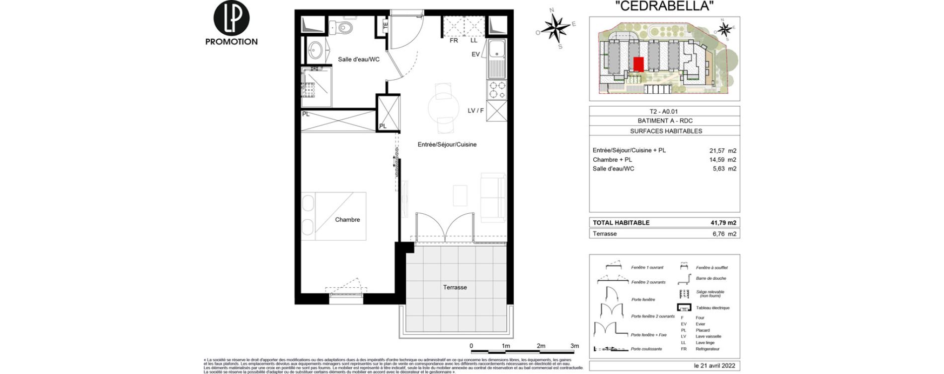 Appartement T2 de 41,79 m2 &agrave; Cenon Gravi&egrave;res - gravette - beaulieu - lagrue - plaisance