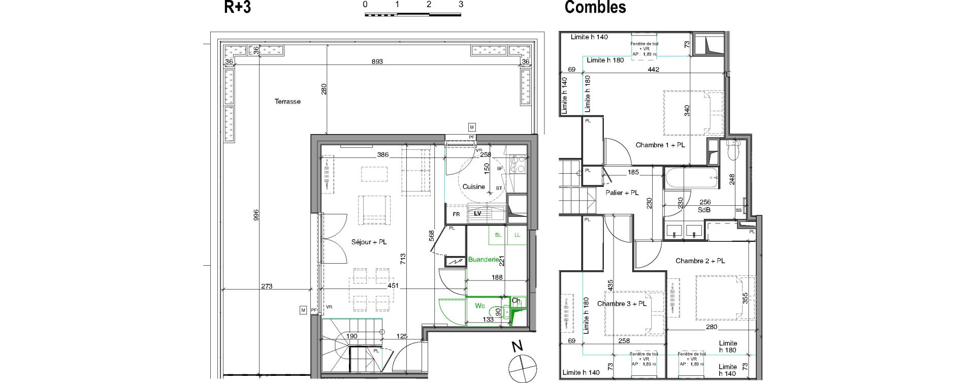 Duplex T4 de 83,27 m2 &agrave; Cenon Gravi&egrave;res - gravette - beaulieu - lagrue - plaisance