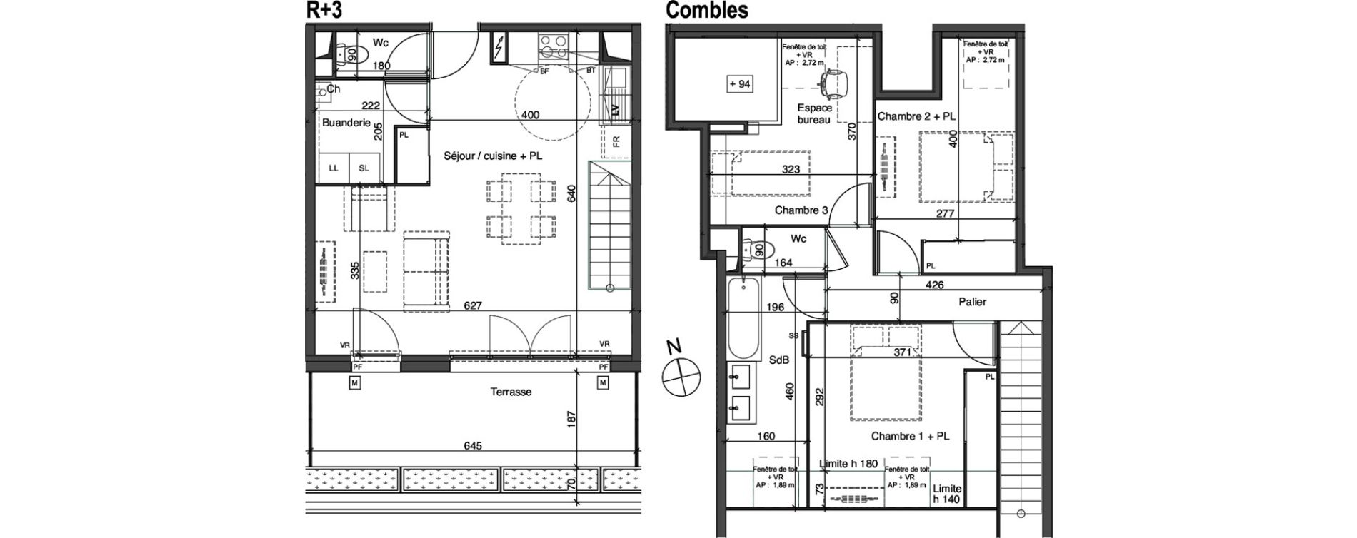 Duplex T4 de 82,16 m2 &agrave; Cenon Gravi&egrave;res - gravette - beaulieu - lagrue - plaisance