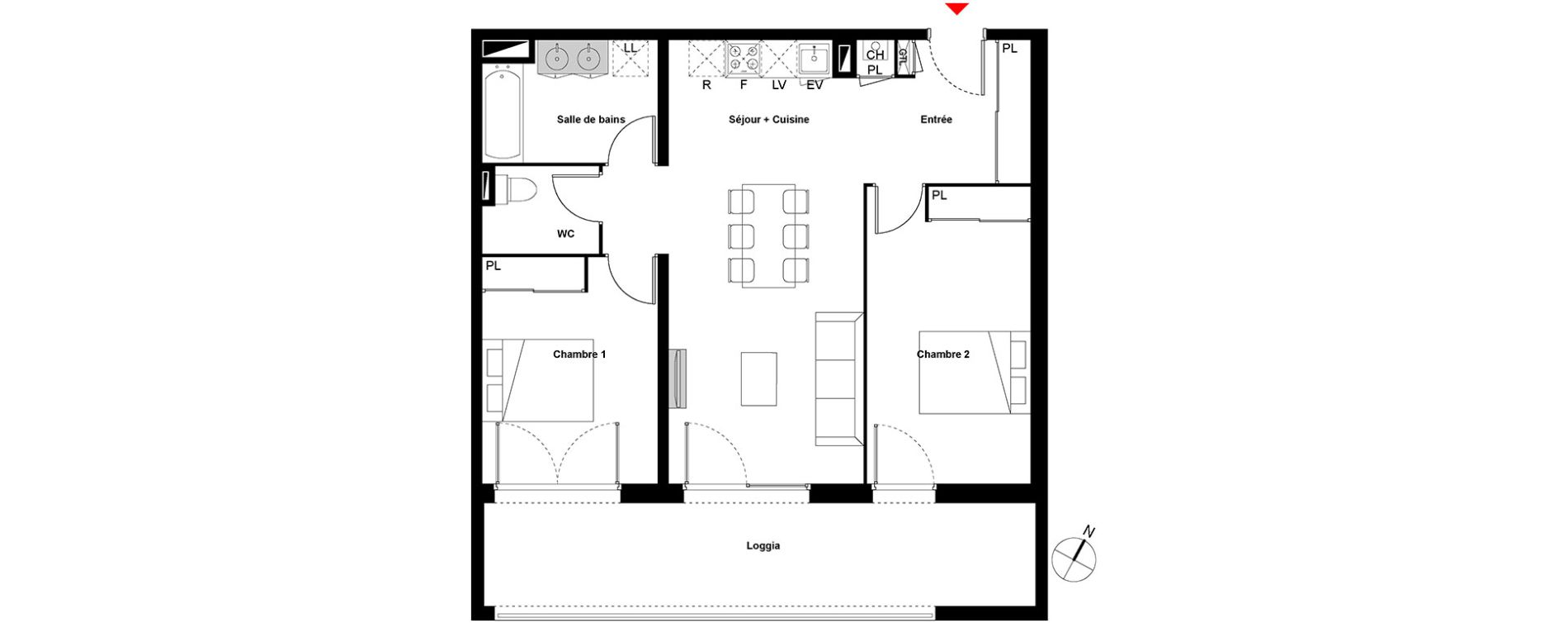Appartement T3 de 67,94 m2 &agrave; Cenon Gravi&egrave;res - gravette - beaulieu - lagrue - plaisance