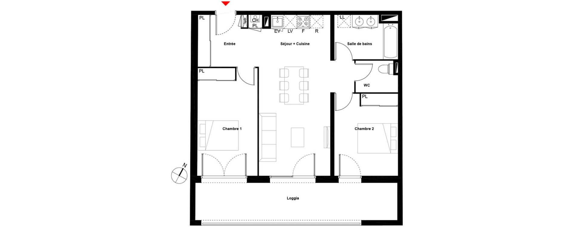 Appartement T3 de 68,39 m2 &agrave; Cenon Gravi&egrave;res - gravette - beaulieu - lagrue - plaisance