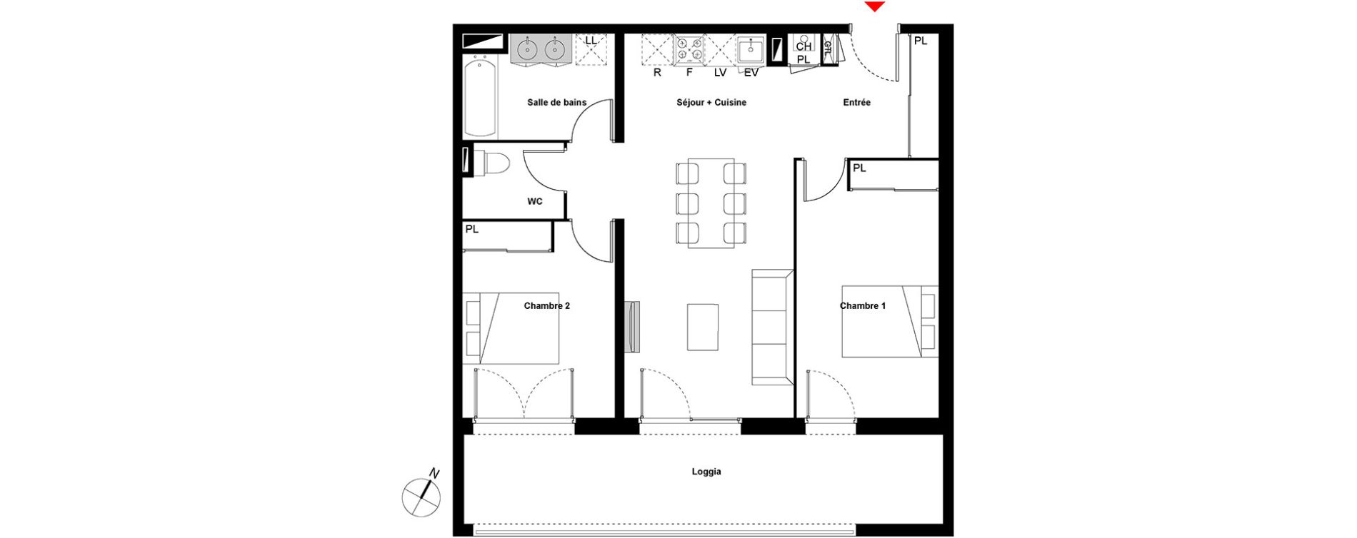 Appartement T3 de 67,94 m2 &agrave; Cenon Gravi&egrave;res - gravette - beaulieu - lagrue - plaisance
