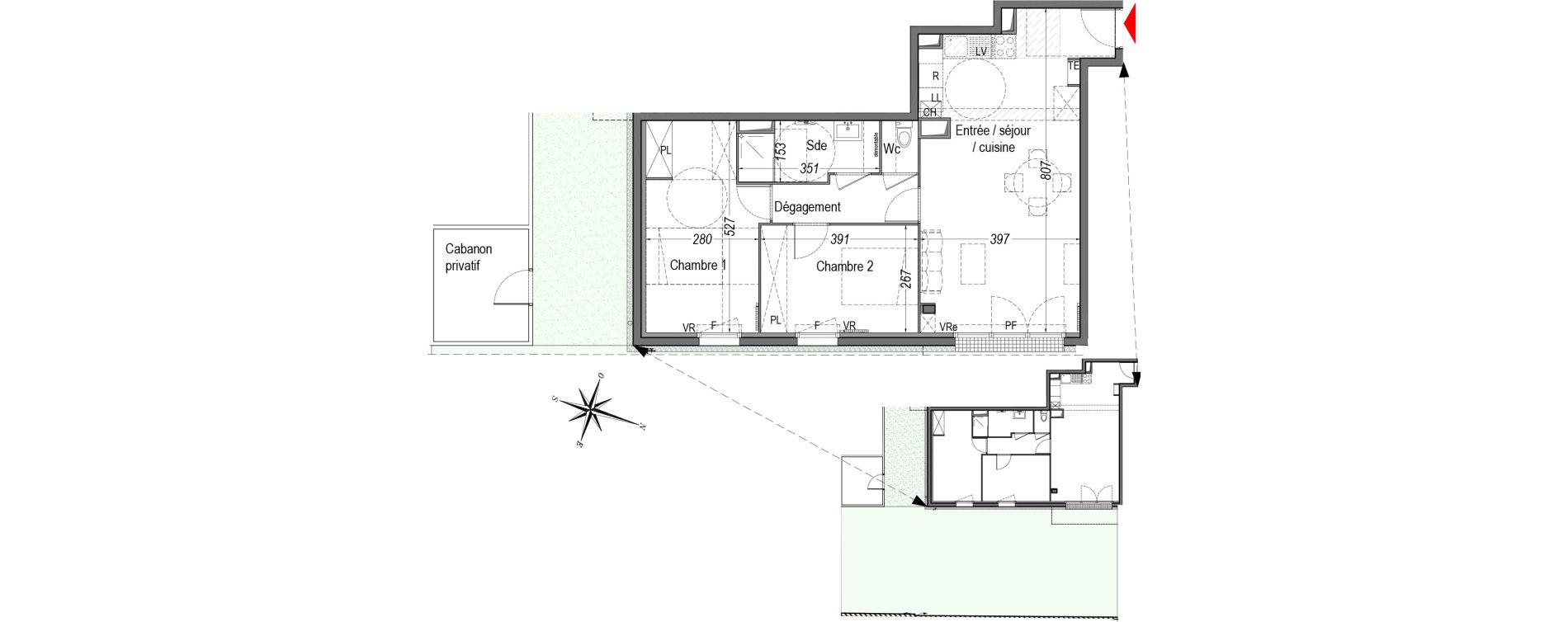 Appartement T3 de 65,34 m2 &agrave; Cenon Gravi&egrave;res - gravette - beaulieu - lagrue - plaisance