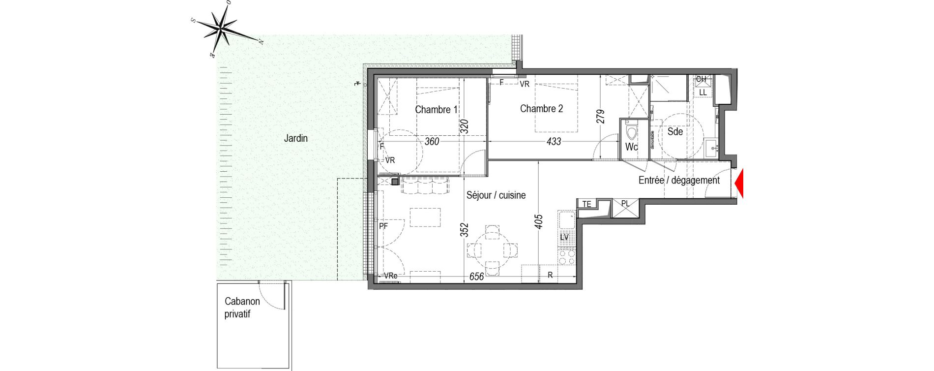 Appartement T3 de 63,45 m2 &agrave; Cenon Gravi&egrave;res - gravette - beaulieu - lagrue - plaisance