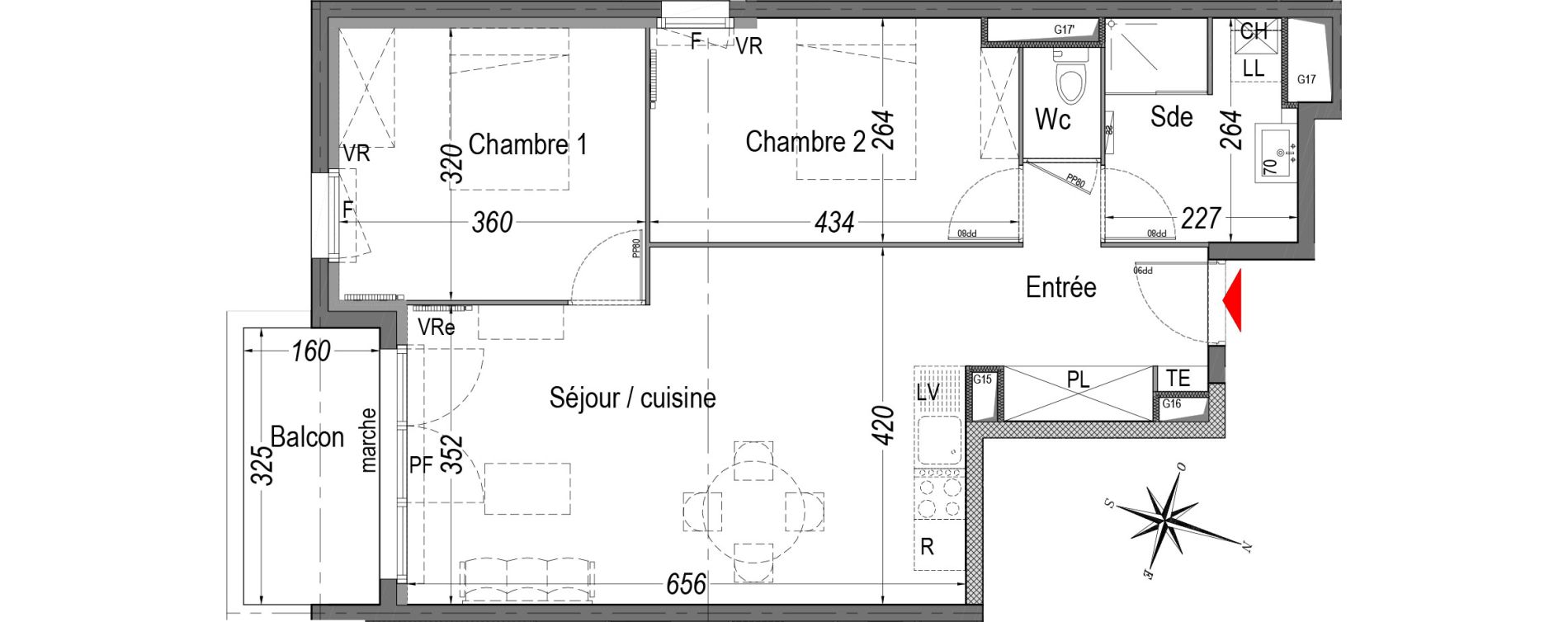 Appartement T3 de 61,28 m2 &agrave; Cenon Gravi&egrave;res - gravette - beaulieu - lagrue - plaisance