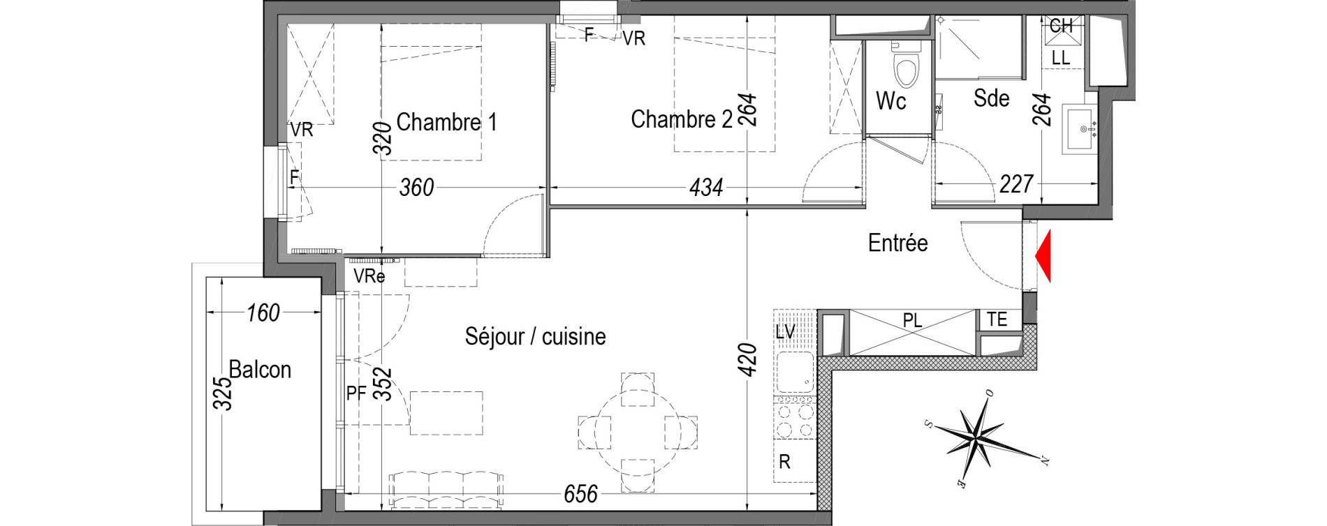 Appartement T3 de 61,28 m2 &agrave; Cenon Gravi&egrave;res - gravette - beaulieu - lagrue - plaisance
