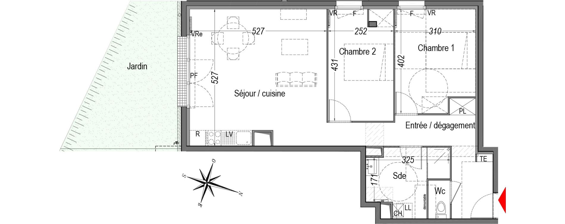 Appartement T3 de 68,52 m2 &agrave; Cenon Gravi&egrave;res - gravette - beaulieu - lagrue - plaisance