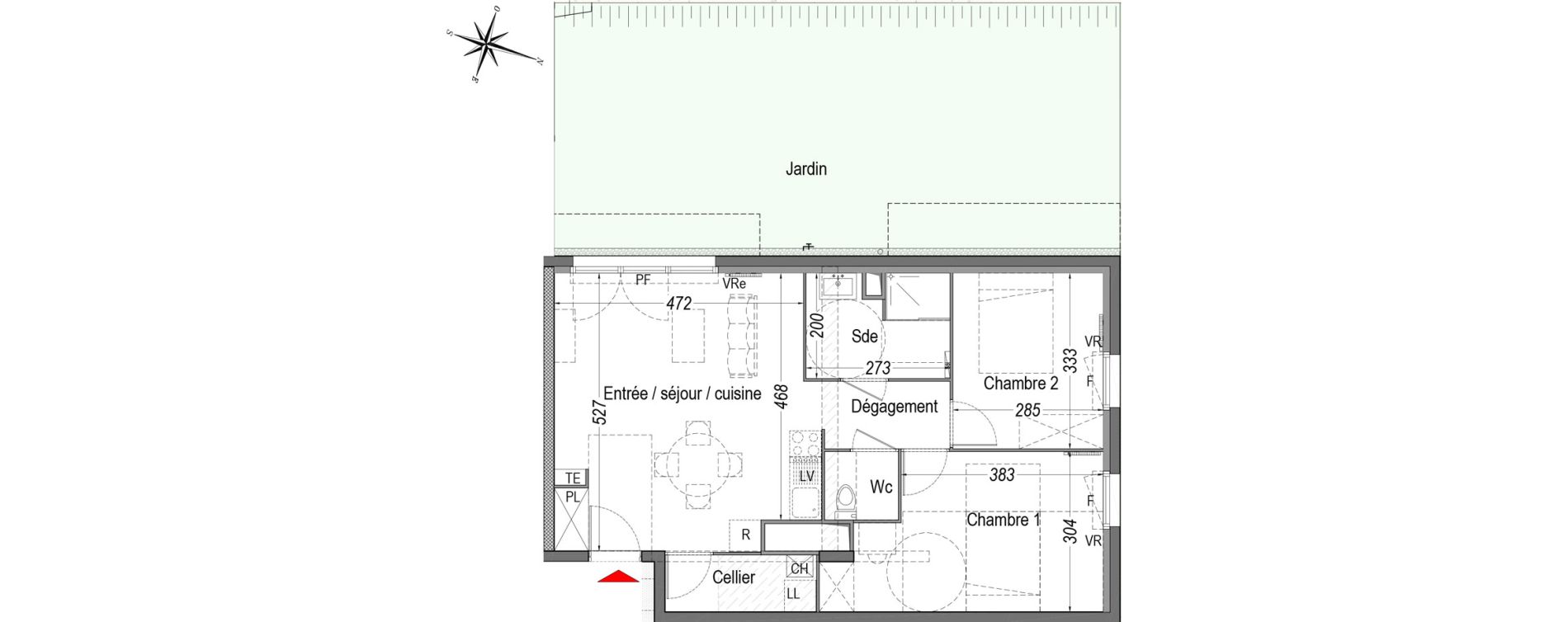Appartement T3 de 61,63 m2 &agrave; Cenon Gravi&egrave;res - gravette - beaulieu - lagrue - plaisance